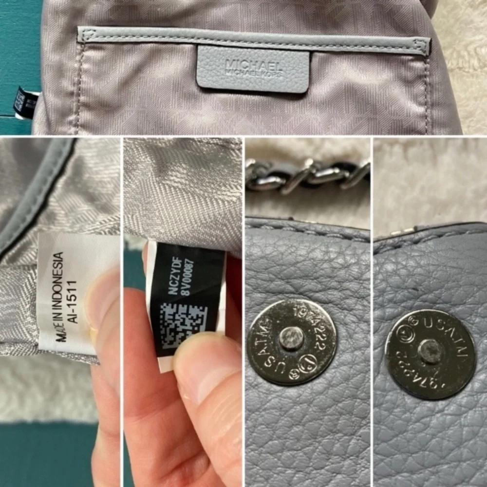 Michael Kors Corrine Crossbody Bag Dove Grey Leather - Picture 4 of 17